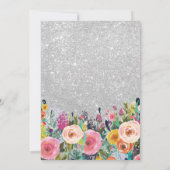 Invitation Parties scintillant d'argent Floral Surprise 100e  (Dos)