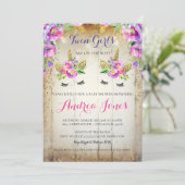 Invitation Parties scintillant d'argent Floral Unicorn Baby s (Debout devant)