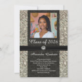 Invitation Parties scintillant d'argent Gem classe de photo d (Devant)