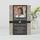 Invitation Parties scintillant d'argent Gem classe de photo d (Debout devant)