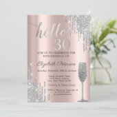 Invitation Parties scintillant d'argent gouttes de vin verre (Debout devant)