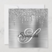 Invitation Parties scintillant d'argent gouttes et huile 40e  (Dos)