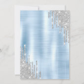 Invitation Parties scintillant d'argent gouttes Métallique Bl (Dos)