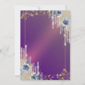 Invitation Parties scintillant d'argent gouttes violet Roses (Dos)