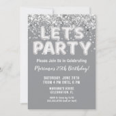 Invitation Parties scintillant d'argent gris fête d'anniversa (Devant)