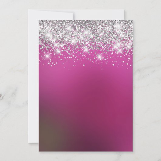 Invitation Parties scintillant d'argent Hot Pink Ombre Bold 2 (Dos)