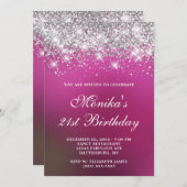 Invitation Parties scintillant d'argent Hot Pink Ombre Bold 2 (Devant / Derrière)