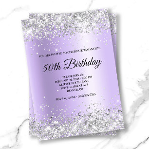 Invitation Parties scintillant d'argent Lavender Satin Foil 5