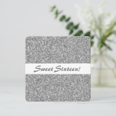 Invitation Parties scintillant d'argent Look Motif Sweet sixt (Debout devant)