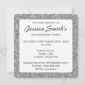Invitation Parties scintillant d'argent Look Motif Sweet sixt (Dos)