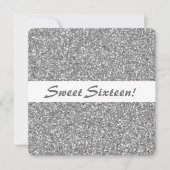 Invitation Parties scintillant d'argent Look Motif Sweet sixt (Devant)