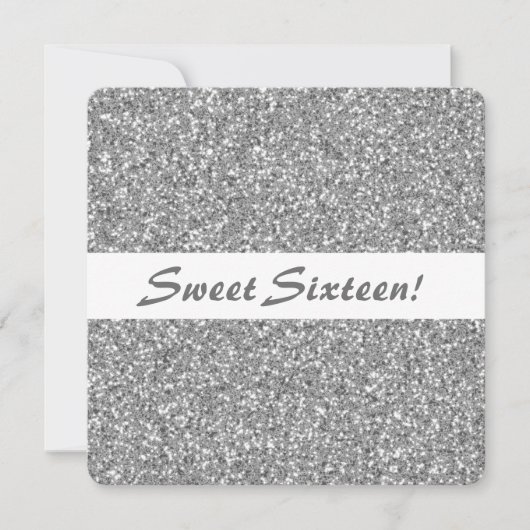 Invitation Parties scintillant d'argent Look Motif Sweet sixt (Devant)