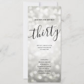 Invitation Parties scintillant d'argent Lumières 30e annivers (Devant)