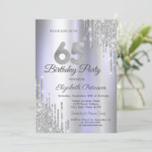 Invitation Parties scintillant d'argent Lumineuse pourpre 65e (Debout devant)