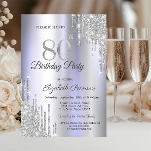 Invitation Parties scintillant d'argent Lumineuse pourpre 80e