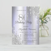 Invitation Parties scintillant d'argent Lumineuse pourpre 80e (Debout devant)