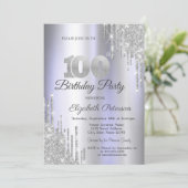 Invitation Parties scintillant d'argent Lumineuse violet 100e (Debout devant)