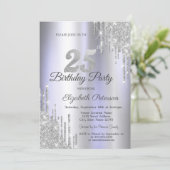 Invitation Parties scintillant d'argent Lumineuse violet 25e  (Debout devant)