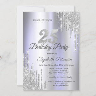 Invitation Parties scintillant d'argent Lumineuse violet 25e 