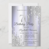 Invitation Parties scintillant d'argent Lumineuse violet 70e  (Devant)