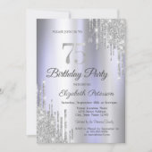 Invitation Parties scintillant d'argent Lumineuse violet 75e  (Devant)