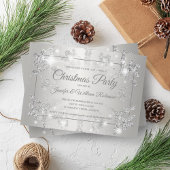 Invitation Parties scintillant d'argent luxueuse Snow Xmas Fê
