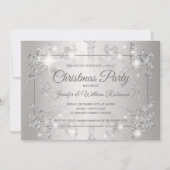 Invitation Parties scintillant d'argent luxueuse Snow Xmas Fê (Devant)