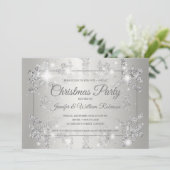 Invitation Parties scintillant d'argent luxueuse Snow Xmas Fê (Debout devant)