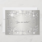 Invitation Parties scintillant d'argent luxueuse Snow Xmas Fê (Dos)