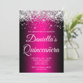 Invitation Parties scintillant d'argent Magenta noir Ombre Qu (Debout devant)