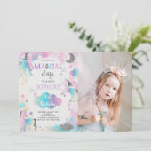 Invitation Parties scintillant d'argent Magique Unicorne phot (Debout devant)