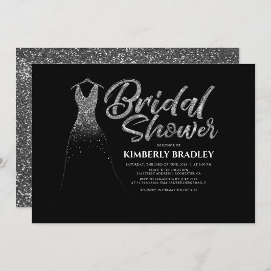 Invitation Parties scintillant d'argent Mariage robe Fête de  (Devant / Derrière)