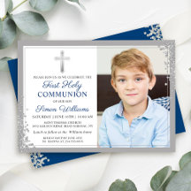 Parties scintillant d'argent Marine Blue First Com