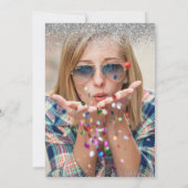 Invitation Parties scintillant d'argent Marine Blue Photo Gra (Dos)