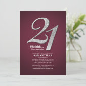 Invitation Parties scintillant d'argent moderne 21e anniversa (Debout devant)