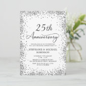 Invitation Parties scintillant d'argent moderne 25e anniversa (Debout devant)