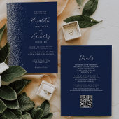 Invitation Parties scintillant d'argent moderne Marine bleu Q