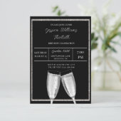 Invitation Parties scintillant d'argent mousseux, Anniversair (Debout devant)