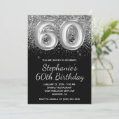 Invitation Parties scintillant d'argent mousseux Black Balloo (Debout devant)