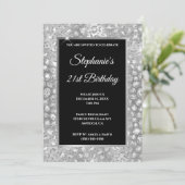 Invitation Parties scintillant d'argent mousseux Empreinte de (Debout devant)