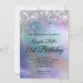 Invitation Parties scintillant d'argent mousseux Iridescente  (Devant)