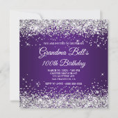Invitation Parties scintillant d'argent mousseux Royal violet (Devant)