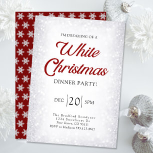 Invitation Parties scintillant d'argent neige blanc Noël