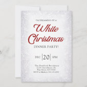 Invitation Parties scintillant d'argent neige blanc Noël (Devant)