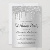 Invitation Parties scintillant d'argent n'importe quel âge fê (Devant)