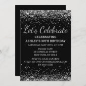 Invitation Parties scintillant d'argent noir 30e anniversaire (Devant / Derrière)