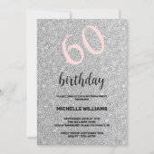 Invitation Parties scintillant d'argent Noir Blush Calligraph (Devant)