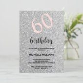 Invitation Parties scintillant d'argent Noir Blush Calligraph (Debout devant)