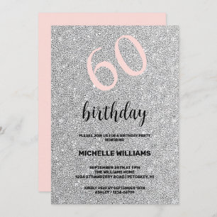 Invitation Parties scintillant d'argent Noir Blush Calligraph