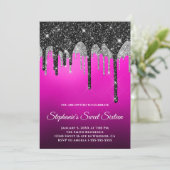Invitation Parties scintillant d'argent noir Magenta violet O (Debout devant)